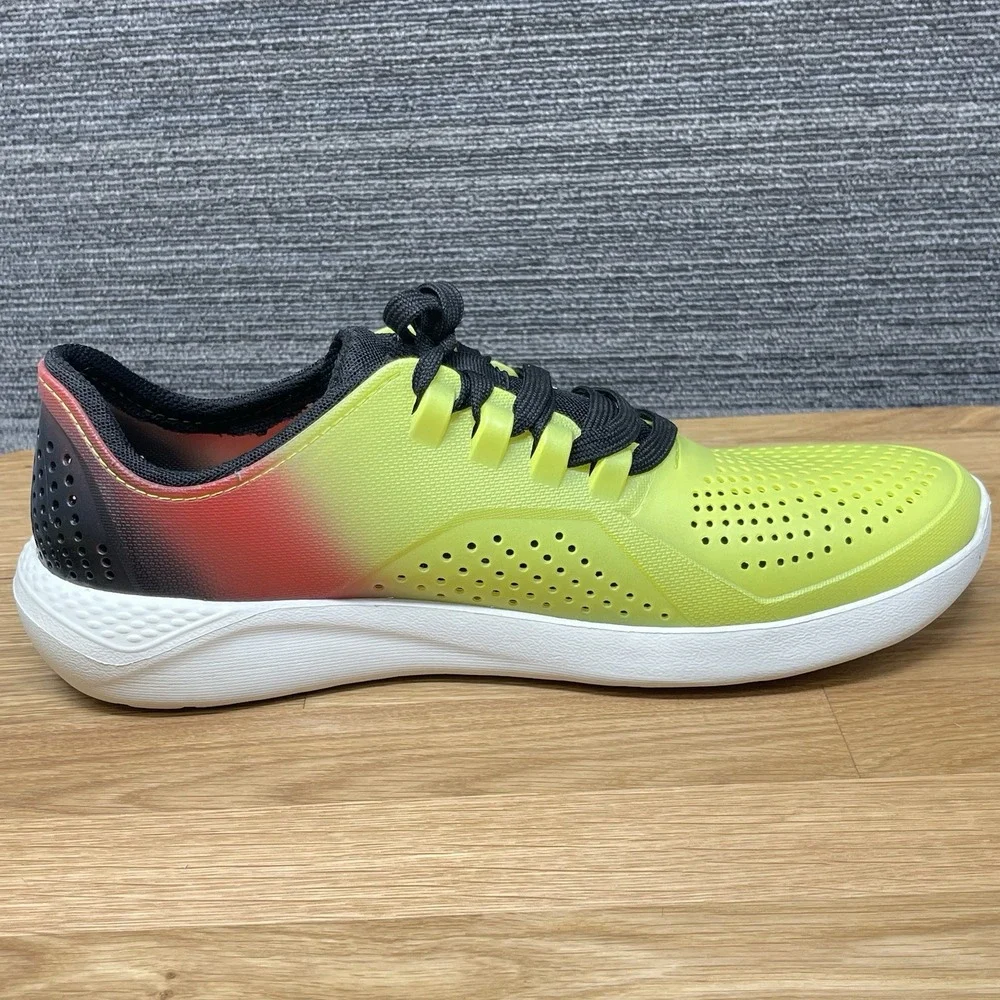 Crocs Literide‎ Dip Pacer Sneaker Men 10 Yellow Red Comfort Loafer Shoes Beach